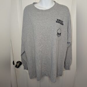 Harley Davidson Shirt Mens Gray Long Sleeve Willie G Skull Embroidered, Size XL